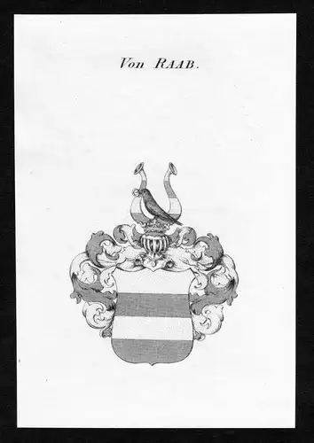 "Von Raab" - Raab Wappen Adel coat of arms Kupferstich antique print heraldry Heraldik