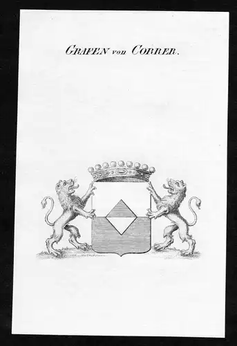 Grafen von Correr - Correr Wappen Adel coat of arms Kupferstich  heraldry Heraldik
