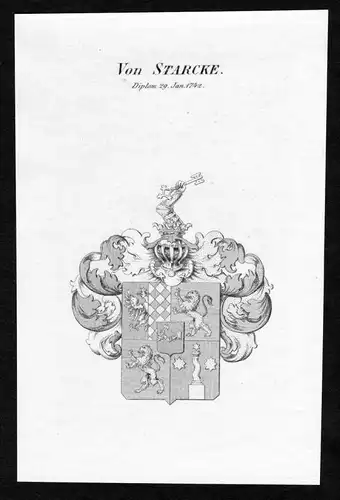 Von Starcke - Starcke Wappen Adel coat of arms Kupferstich  heraldry Heraldik