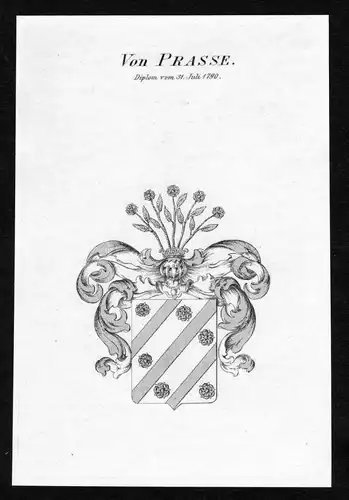 Von Prasse - Prasse Wappen Adel coat of arms Kupferstich  heraldry Heraldik