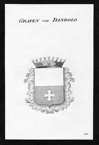 Grafen von Dandolo - Dandolo Wappen Adel coat of arms Kupferstich  heraldry Heraldik