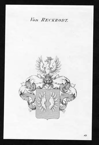 Von Reckrodt - Reckrodt Wappen Adel coat of arms Kupferstich  heraldry Heraldik