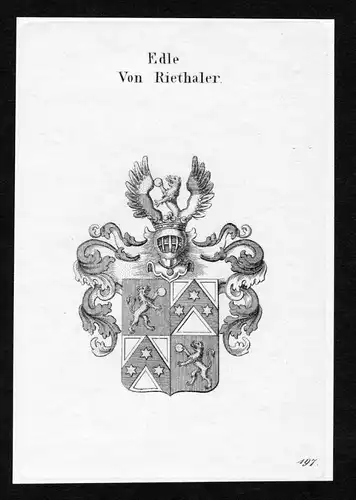 Edle von Riethaler - Riethaler Wappen Adel coat of arms Kupferstich  heraldry Heraldik