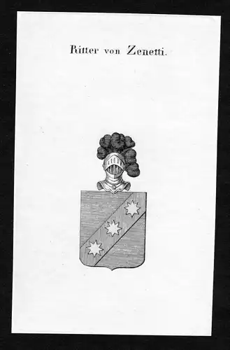 Ritter von Zenetti - Zenetti Wappen Adel coat of arms Kupferstich  heraldry Heraldik
