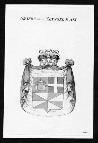 Grafen von Seyssel d'Aix - Seyssel d'Aix Wappen Adel coat of arms Kupferstich  heraldry Heraldik