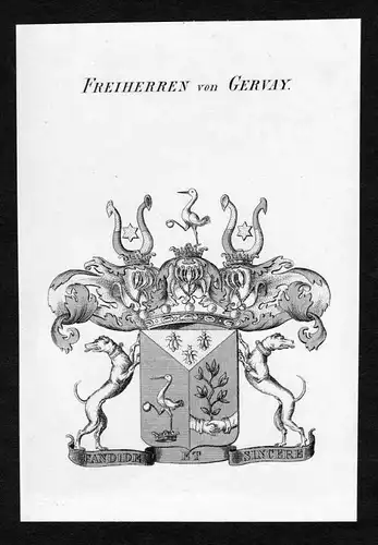 Freiherren von Gervay - Gervay Wappen Adel coat of arms Kupferstich  heraldry Heraldik