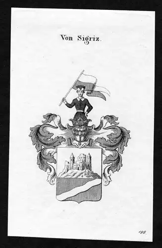 Von Sigriz - Sigriz Wappen Adel coat of arms Kupferstich  heraldry Heraldik