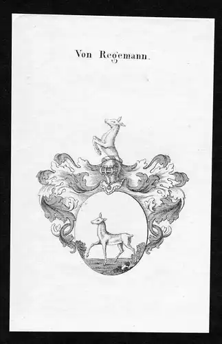 Von Regemann - Regemann Wappen Adel coat of arms Kupferstich  heraldry Heraldik