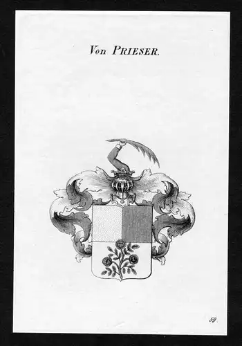 Von Prieser - Prieser Wappen Adel coat of arms Kupferstich  heraldry Heraldik