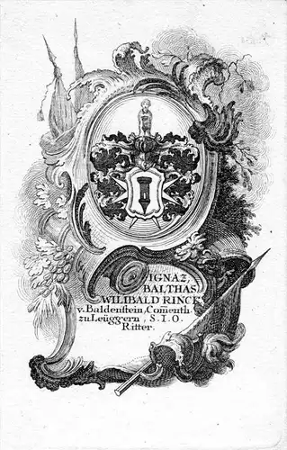 Ignaz Balthas Wilibald Rinck v. Baldenstein - Ringg von Baldenstein Adel Wappen coat of arms Kupferstich