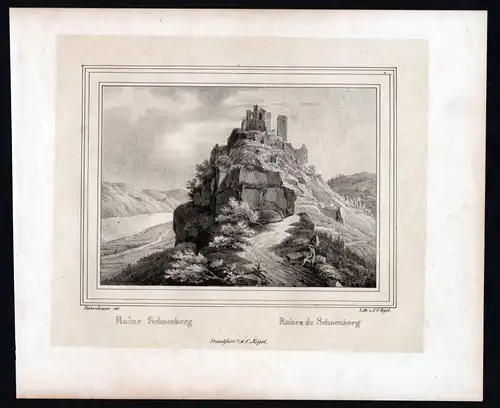 Ruine Schoenberg - Ruine Burg Schönberg Ansicht Lithographie lithograph