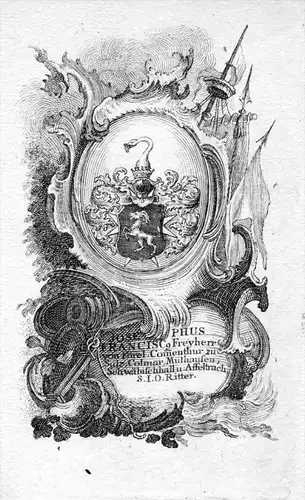Josephus Francisc Freyherr von Forel - Forel Adel Forell Mühlhausen Wappen coat of arms Kupferstich