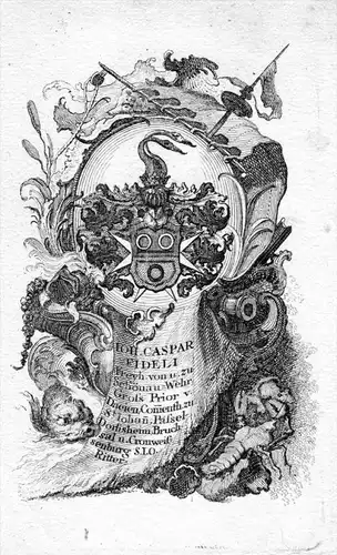Ioh. Caspar Fideli - Fideli Schönau Bruchsal Wappen coat of arms Kupferstich