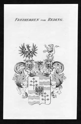 Freiherren von Reding - Reding Wappen Adel coat of arms Kupferstich  heraldry Heraldik