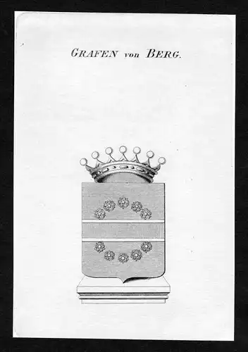 Grafen von Berg - Berg Wappen Adel coat of arms Kupferstich  heraldry Heraldik