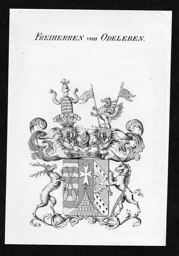 Freiherren von Odeleben - Odeleben Wappen Adel coat of arms Kupferstich  heraldry Heraldik