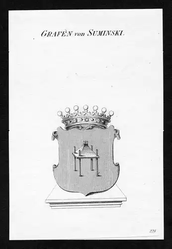 Grafen von Suminski - Suminski Wappen Adel coat of arms Kupferstich  heraldry Heraldik