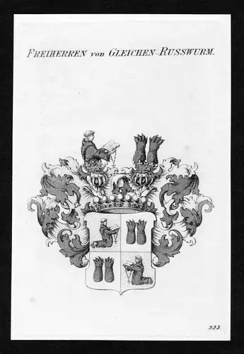 Freiherren von Gleichen-Russwurm - Gleichen-Russwurm Gleichen-Rußwurm Wappen Adel coat of arms Kupferstich  h