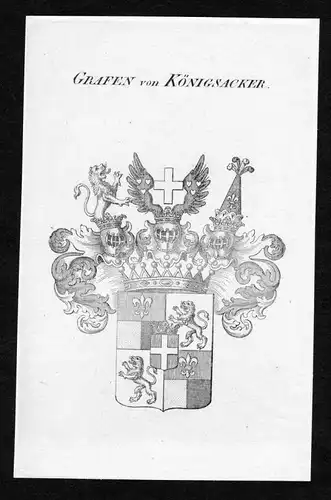 Grafen von Königsacker - Königsacker Koenigsacker Neuhaus Wappen Adel coat of arms Kupferstich  heraldry Her