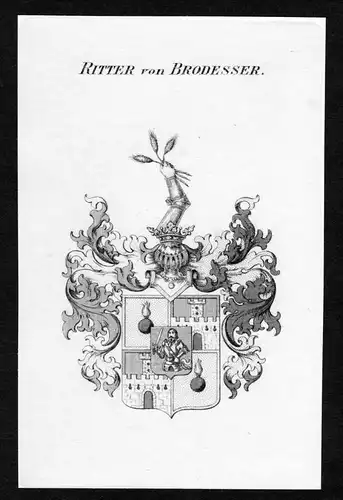 Ritter von Brodesser - Brodesser Wappen Adel coat of arms Kupferstich  heraldry Heraldik