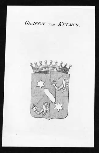 Grafen von Kulmer - Kulmer Wappen Adel coat of arms Kupferstich  heraldry Heraldik