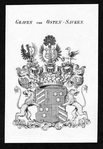 Grafen von Osten-Sacken - Osten-Sacken Wappen Adel coat of arms Kupferstich  heraldry Heraldik
