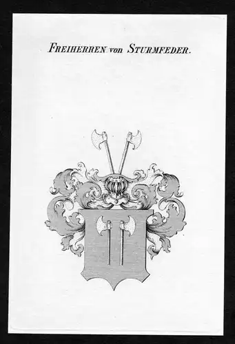 Freiherren von Sturmfeder - Sturmfeder von Oppenweiler Wappen Adel coat of arms Kupferstich  heraldry Heraldik