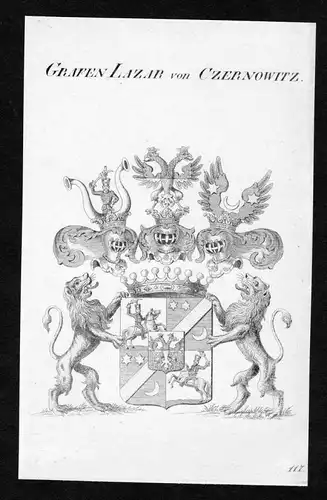 Grafen Lazar von Czernowitz - Lazar von Czernowitz Wappen Adel coat of arms Kupferstich  heraldry Heraldik