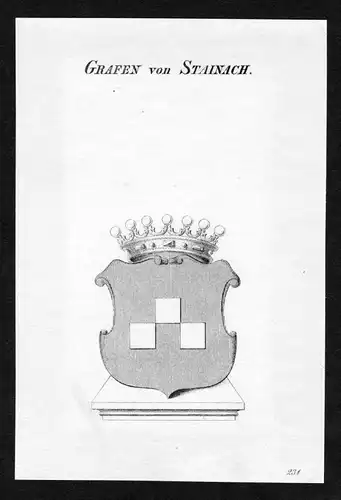 Grafen von Stainach - Stainach Wappen Adel coat of arms Kupferstich  heraldry Heraldik