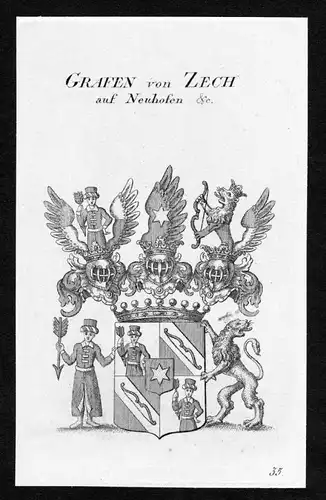 Grafen von Zech auf Neuhofen - Zech auf Neuhofen Wappen Adel coat of arms Kupferstich  heraldry Heraldik
