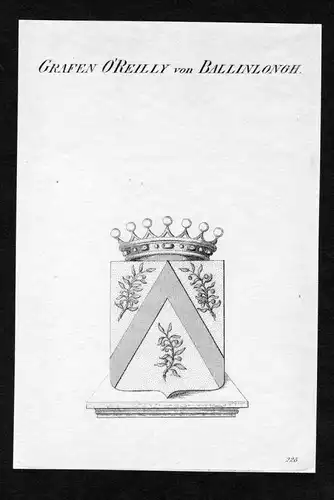 Grafen O'Reilly von Ballinlongh - O'Reilly von Ballinlongh Wappen Adel coat of arms Kupferstich  heraldry He