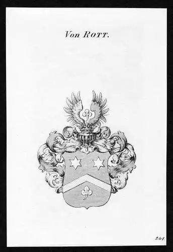 Von Rott - Rott Wappen Adel coat of arms Kupferstich  heraldry Heraldik