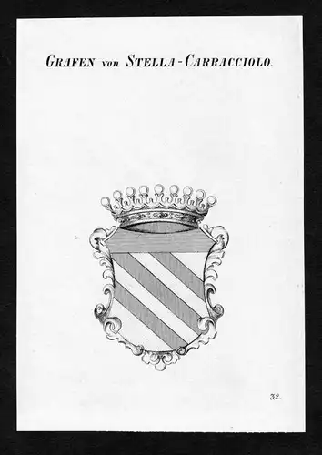 Grafen von Stella-Carracciolo - Stella-Caracciolo Wappen Adel coat of arms Kupferstich  heraldry Heraldik