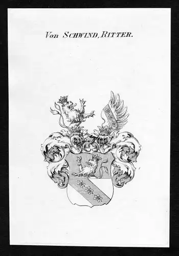Von Schwind, Ritter - Schwind Wappen Adel coat of arms Kupferstich  heraldry Heraldik