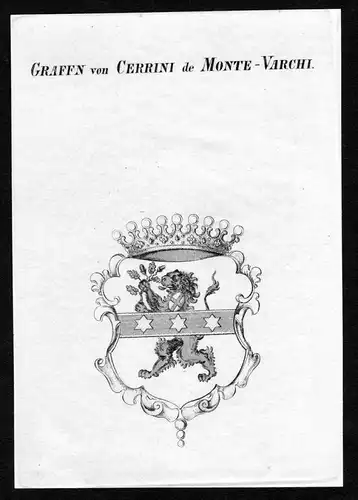 Grafen von Cerrini de Monte-Varchi - Cerrini de Monte Varchi Wappen Adel coat of arms Kupferstich  heraldry He