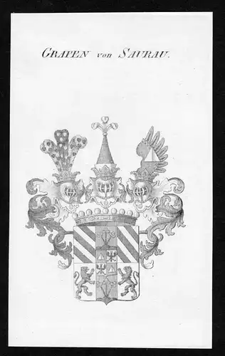 Grafen von Saurau - Saurau Wappen Adel coat of arms Kupferstich  heraldry Heraldik