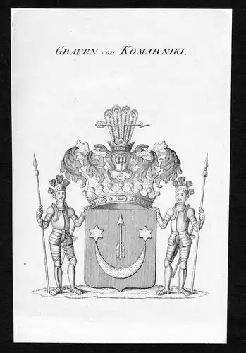 Grafen von Komarniki - Komarniki Wappen Adel coat of arms Kupferstich  heraldry Heraldik