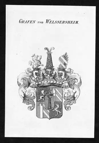 Grafen von Welssersheim - Welser von Welsersheimb Wappen Adel coat of arms Kupferstich  heraldry Heraldik