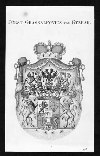 Fürst Grassalkovics von Gyarak - Grassalkovich von Gyarak Wappen Adel coat of arms Kupferstich  heraldry Hera