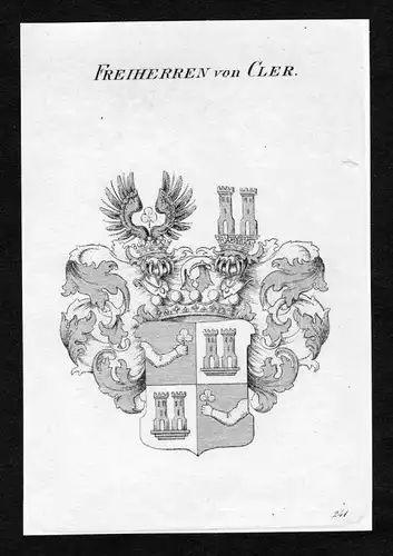 Freiherren von Cler - Cler Wappen Adel coat of arms Kupferstich  heraldry Heraldik