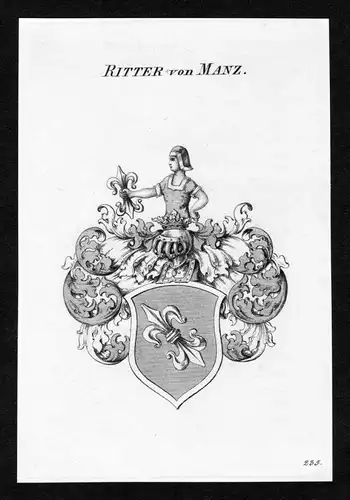 Ritter von Manz - Manz Wappen Adel coat of arms Kupferstich  heraldry Heraldik