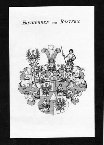 Freiherren von Rastern - Rastern Wappen Adel coat of arms Kupferstich  heraldry Heraldik