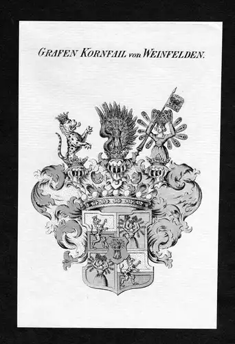 Grafen Kornfail von Weinfelden - Kornfail und Weinfelden Wappen Adel coat of arms Kupferstich  heraldry Herald