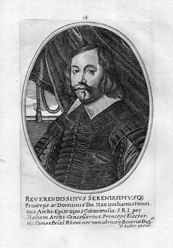 Reverendissimus .. Maximilianus Henricus - Maximilian Heinrich von Bayern Portrait Kupferstich