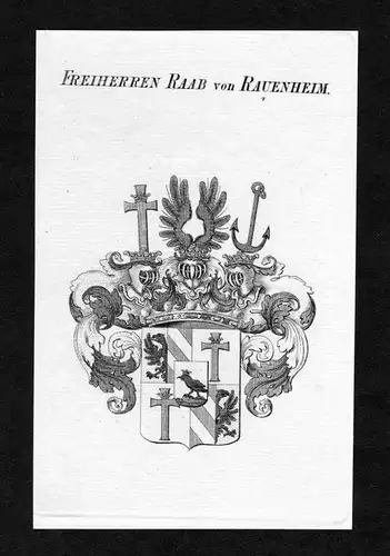 Freiherren Raab von Rauenheim - Raab zu Rauenheim Wappen Adel coat of arms Kupferstich  heraldry Heraldik