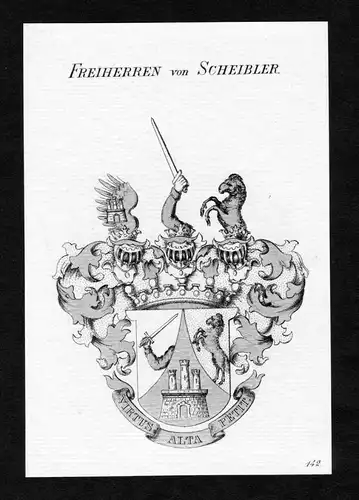 Freiherren von Scheibler - Scheibler Wappen Adel coat of arms Kupferstich  heraldry Heraldik