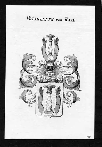 Freiherren von Rasp - Rasp Wappen Adel coat of arms Kupferstich  heraldry Heraldik
