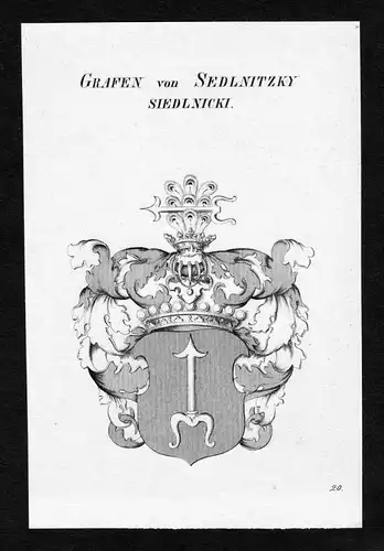 Grafen von Sedlnitzky Siedlnicki - Sedlnitzky Siedlnicky Wappen Adel coat of arms Kupferstich  heraldry Herald