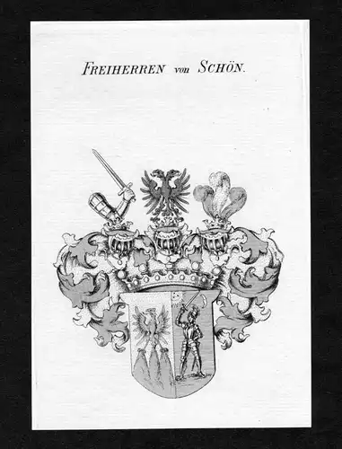 Freiherren von Schön - Schön Schoen Wappen Adel coat of arms Kupferstich  heraldry Heraldik