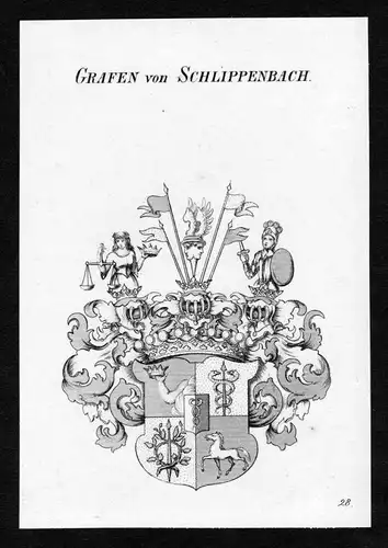 Grafen von Schlippenbach - Schlippenbach Wappen Adel coat of arms Kupferstich  heraldry Heraldik